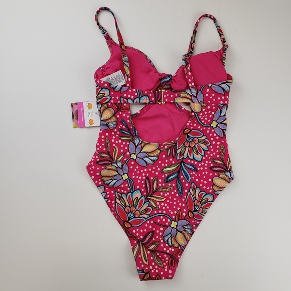 Tabitha Brown x Target Pink Floral Cutout One Piece Swimsuit size XS NEW - Picture 5 of 11